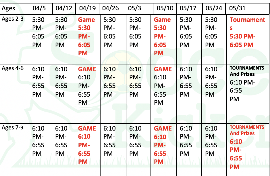 SPRING SCHEDULE