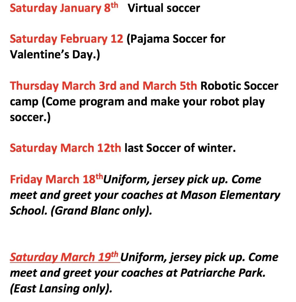 Winter Schedule