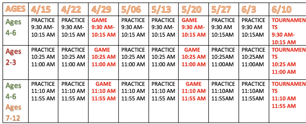 SATURDAY SCHEDULE
