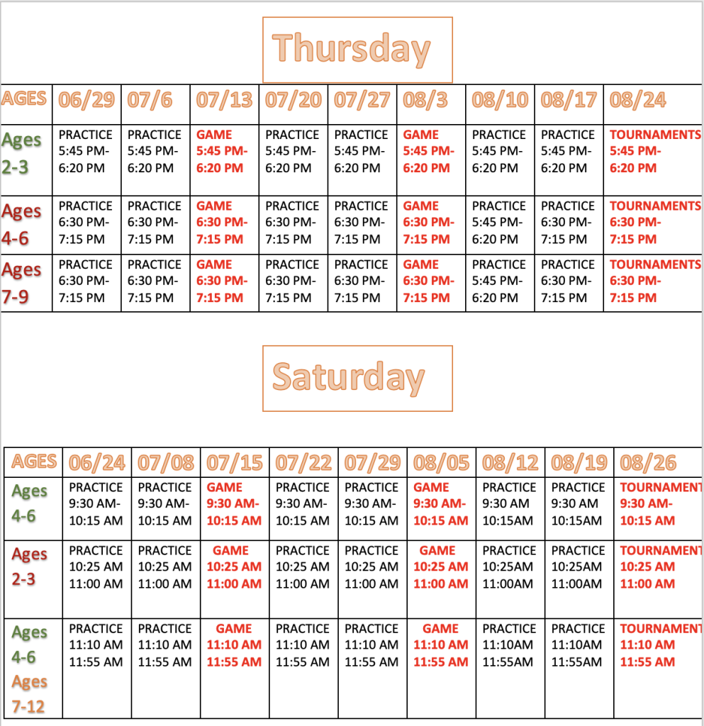 SUMMER 2023 SCHEDULE