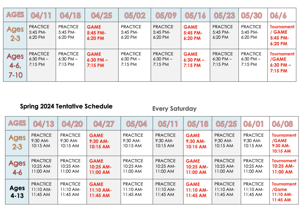 Spring 2024 Schedule